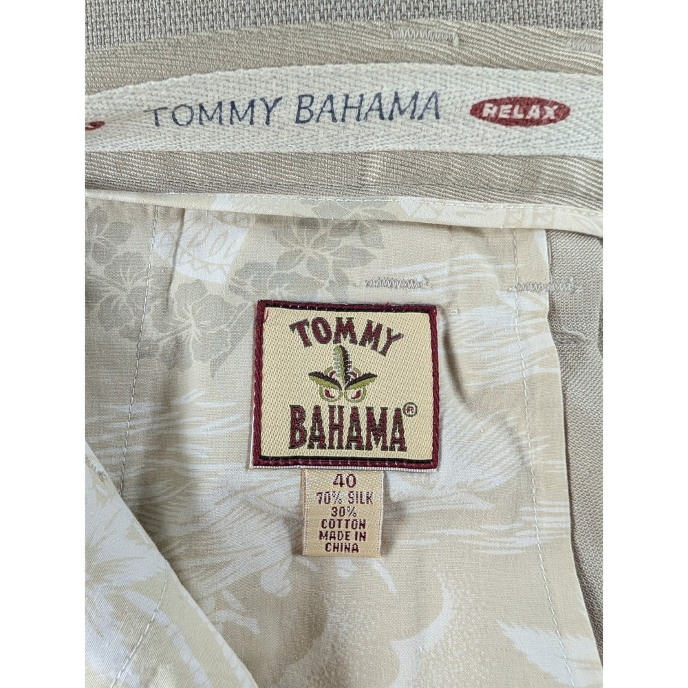 Tommy Bahama Relax Mens 40 Silk Cotton Pleated Dress Pants Beige Khaki 40x28 - Picture 3 of 9